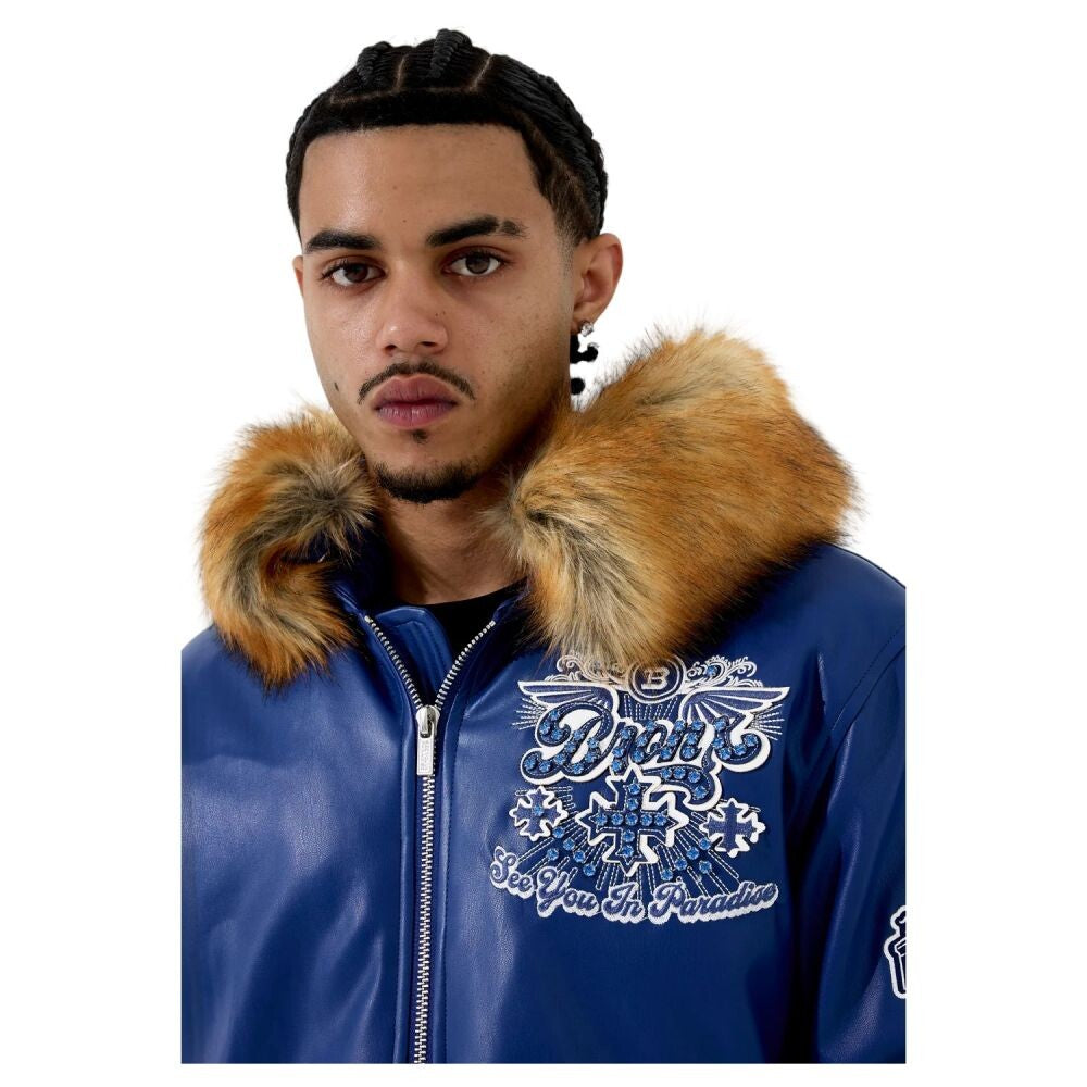 See You In Paradise Bronx Rhinestone Embroidery Men's Jacket Navy 91680-navy