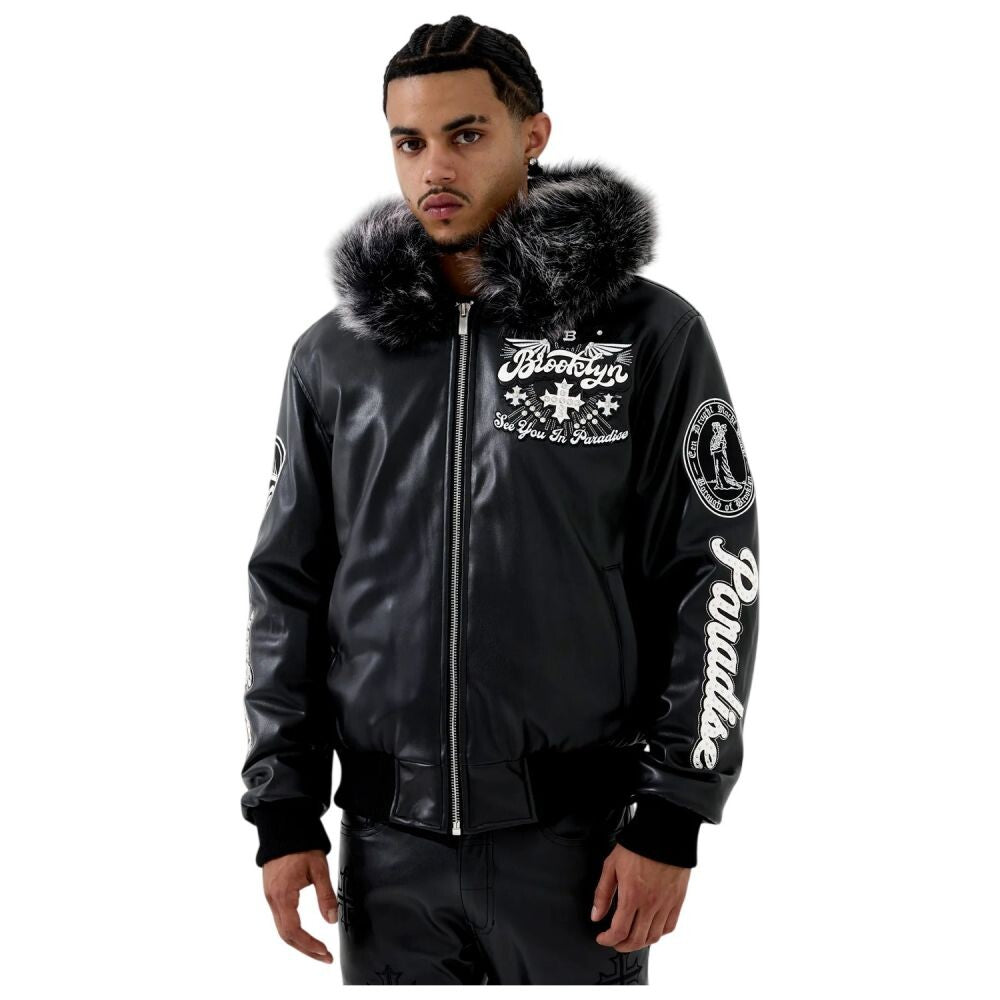 See You In Paradise Brooklyn Rhinestone Men's Jacket Black 91681-black