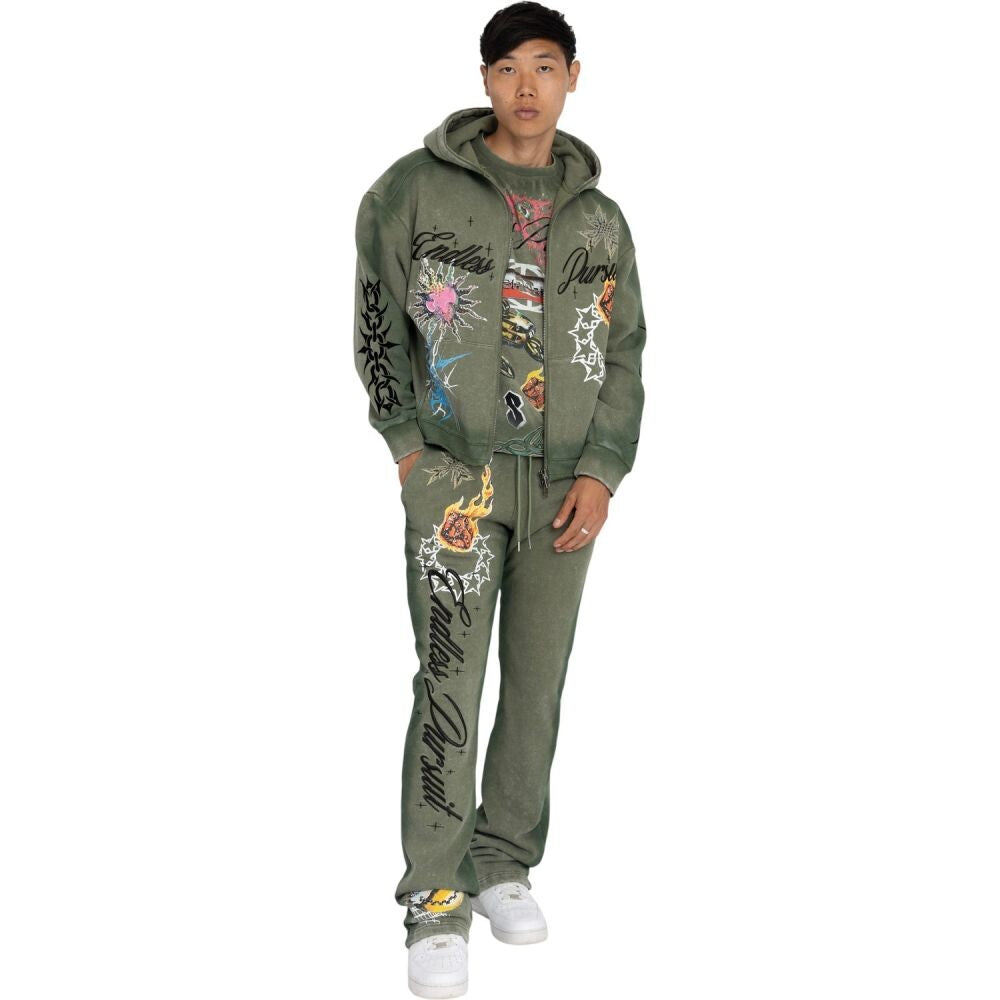 Smoke Rise Endless Pursuit Studded Men's Hoodie Army fo26f542-vintagearmy