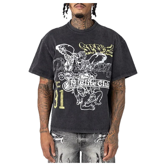 Smoke Rise Elite Club Wide Cropped Men's T-Shirt Black kt25263-black