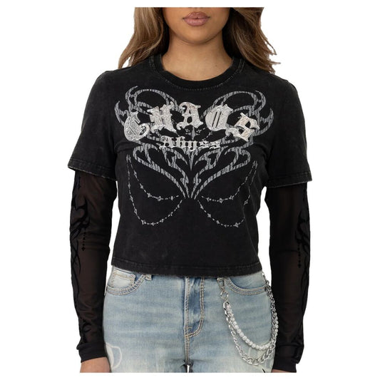 Smoke Rise Slim Twofer Graphic Women's T-Shirt Hematite rkt26s401-hematite