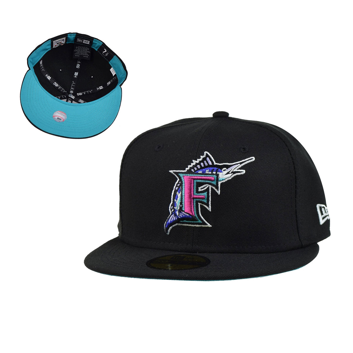 Florida Marlins WORLD SERIES SIDE PATCH Teal-Black Fitted Hat