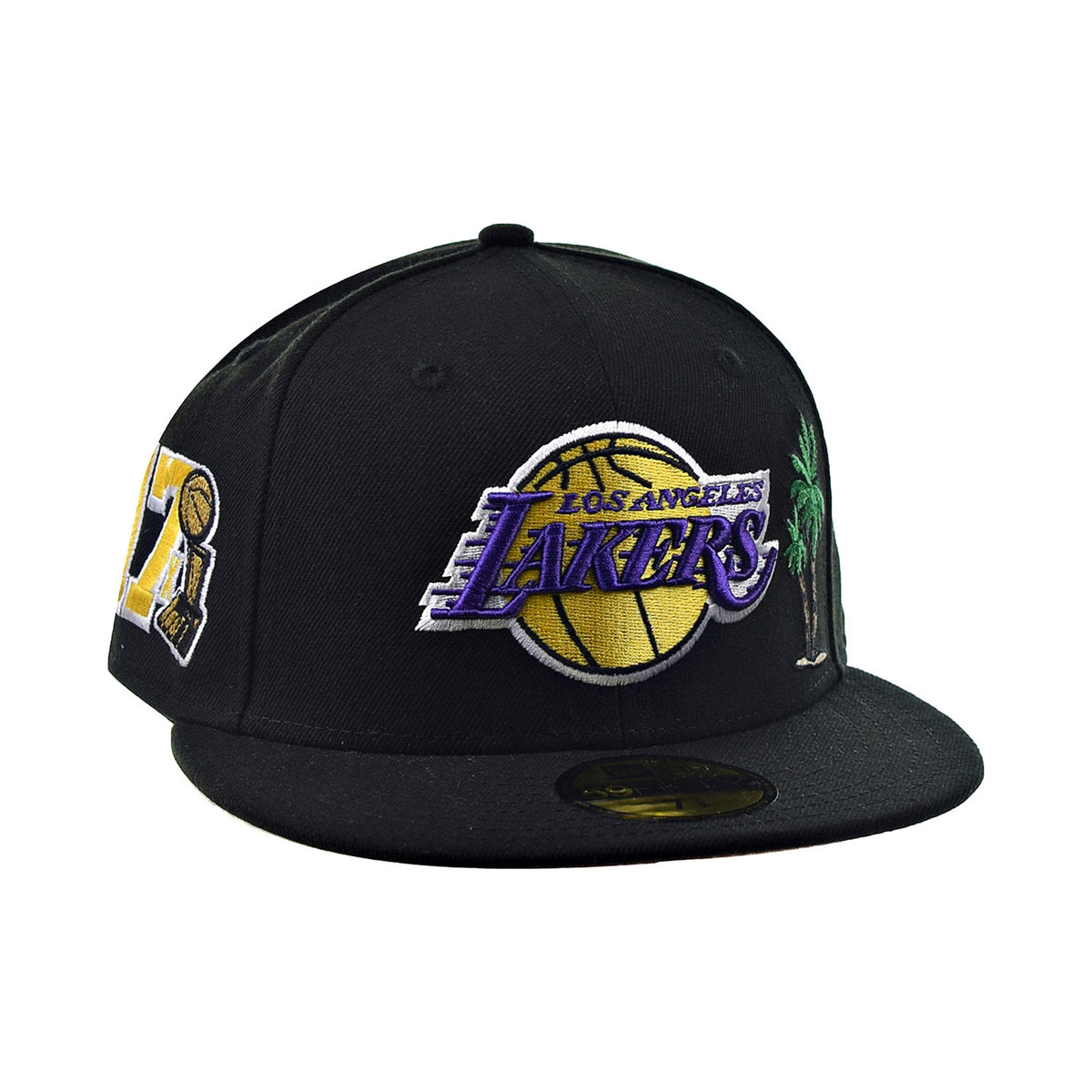 lakers black fitted hat