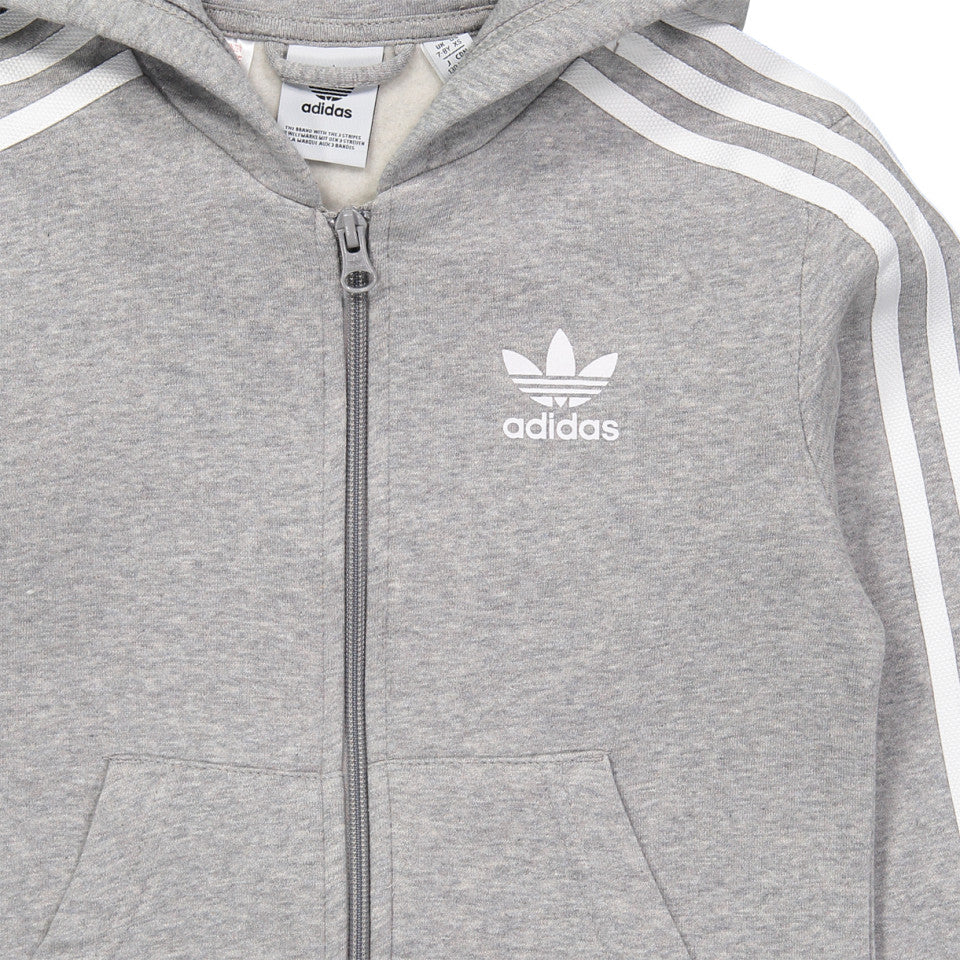 Adidas Youth Originals Full Zip Hoodie Medium Grey Heather/White
