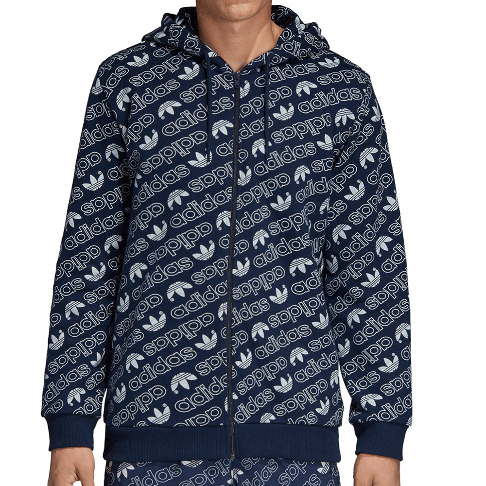Adidas Men's OG Relaxed Fit Allover Monogram Print Button-Front Shirt