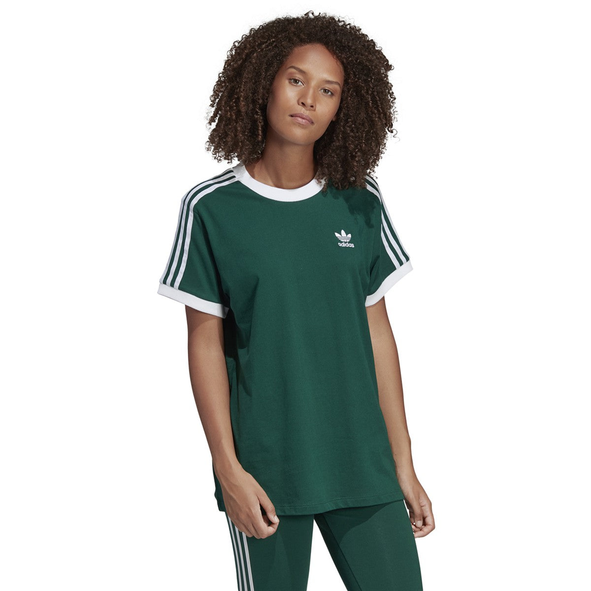 Adidas Women's 3 Stripes Tee Collegiate Green