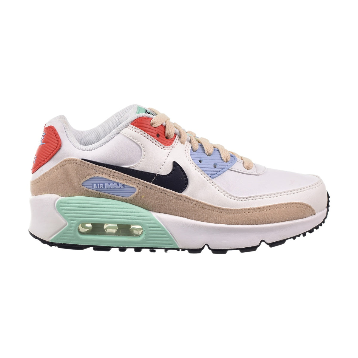 Kids' Nike Air Max 90 LTR Shoes, 6.5, White/White/White/Pink Foam