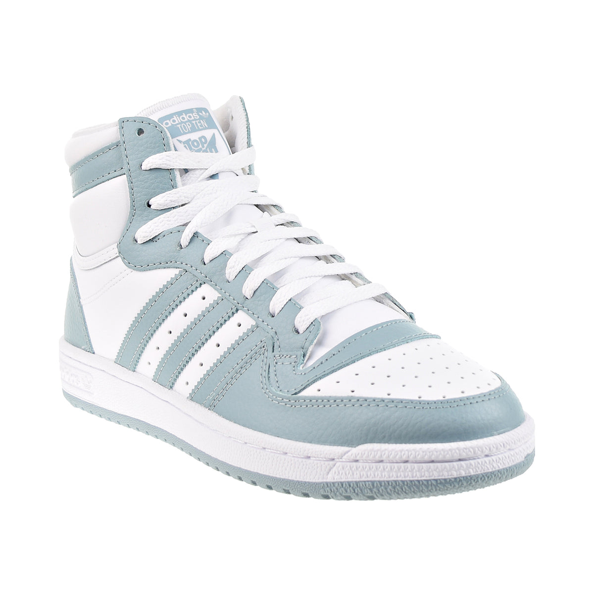 adidas White & Green Top Ten Hi Shoes