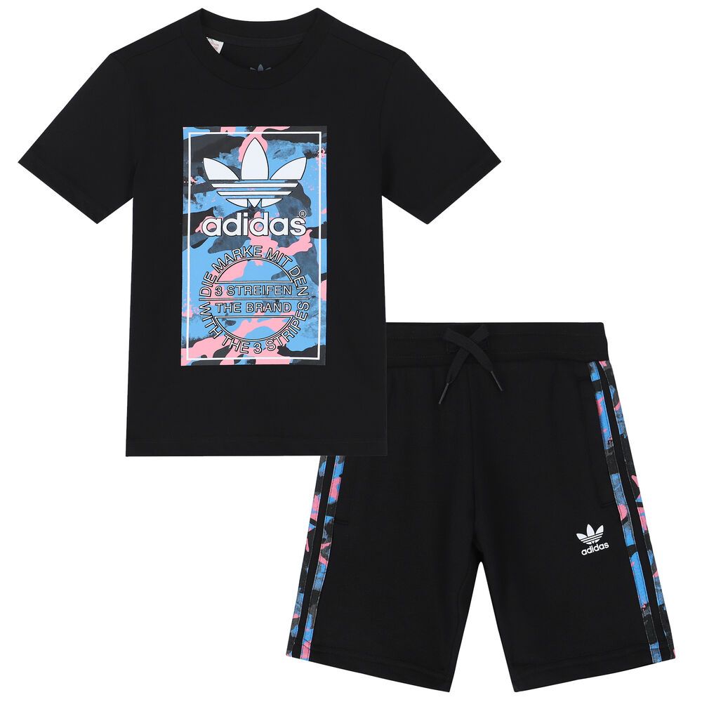 Adidas Camo Infants Shorts Tee Set Black | T-Shirts