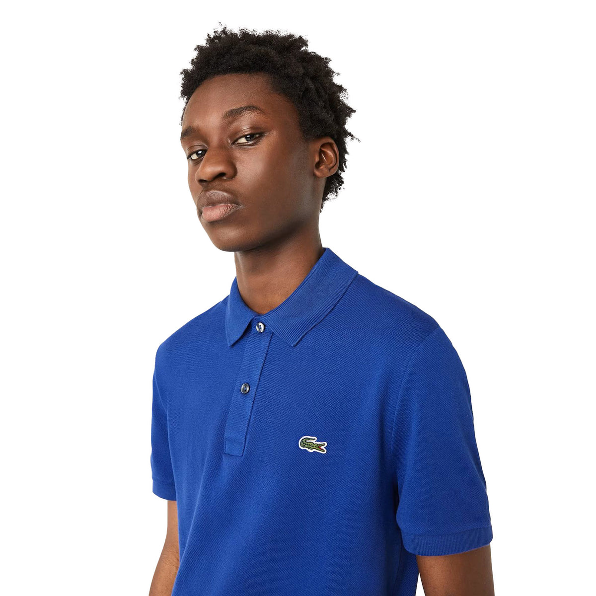 Lacoste Polo Shirt in Navy - classic two button cotton pique, short sleeve
