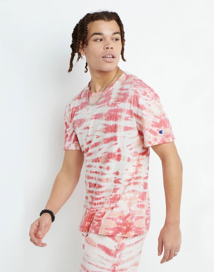 Champion Men's Lightweight Tee Wave Dye Tickled Rose