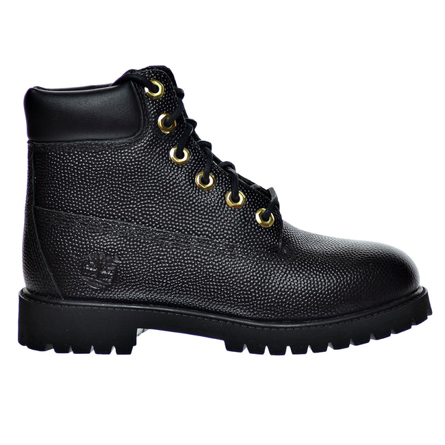 Timberland 6 Inch Prem Waterproof BigKid's Boots Football Leather Black Textured