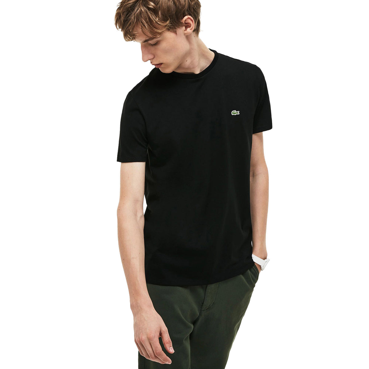 Lacoste Men's Crew Neck Pima Cotton Jersey T-shirt Black