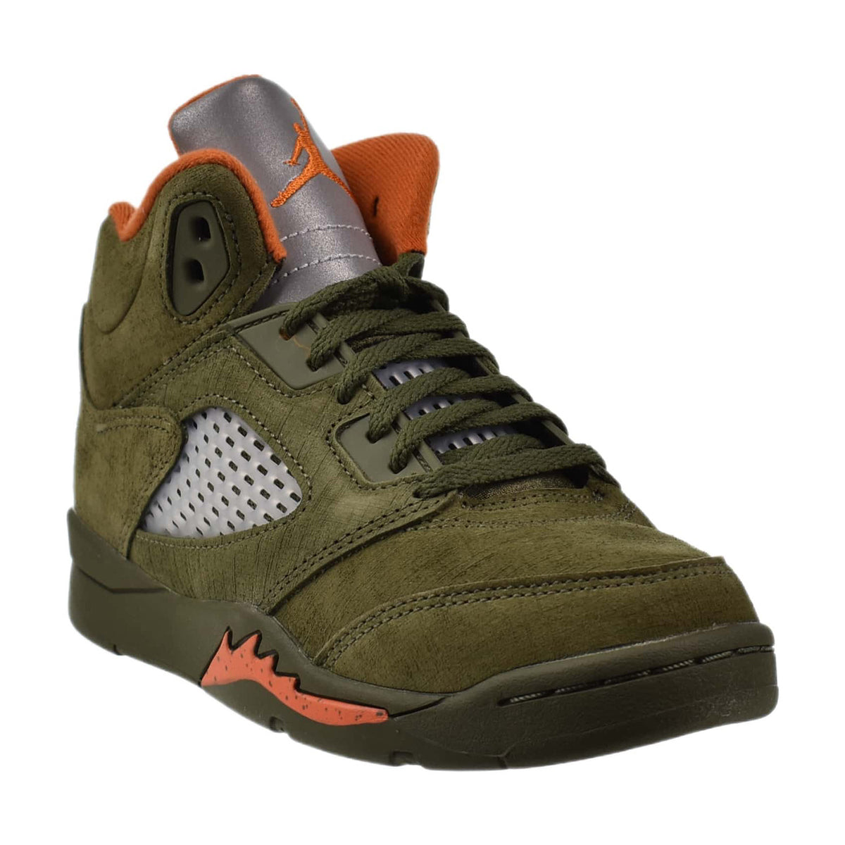 Air Jordan 5 Retro (PS) Little Kids' Shoes Olive Army-Solar Orange