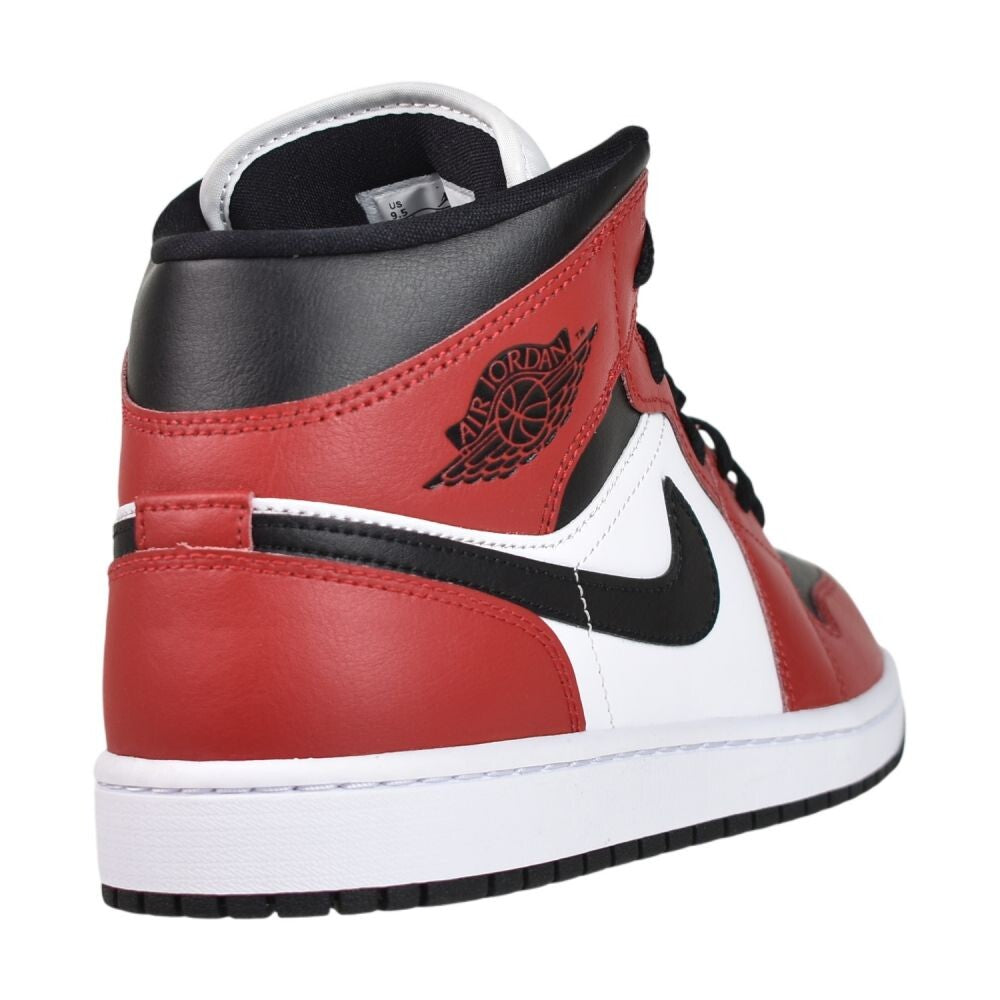 Jordan 1 Mid Men's Shoes Black/Black-Gym Red  554724-069