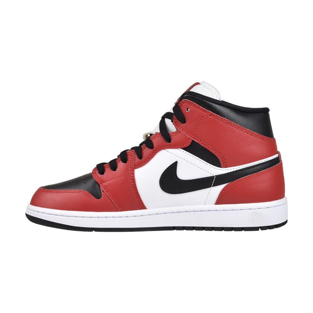 Jordan 1 Mid Men's Shoes Black/Black-Gym Red  554724-069