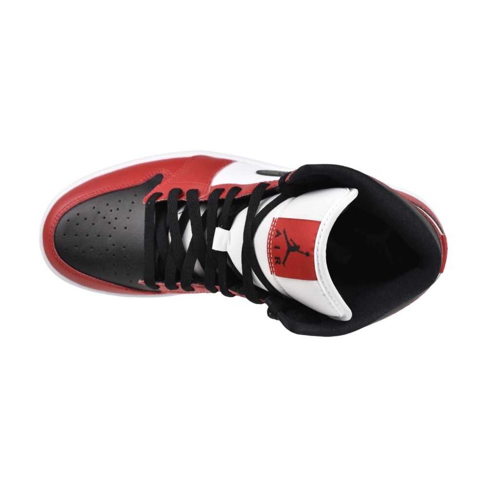 Jordan 1 Mid Men's Shoes Black/Black-Gym Red  554724-069