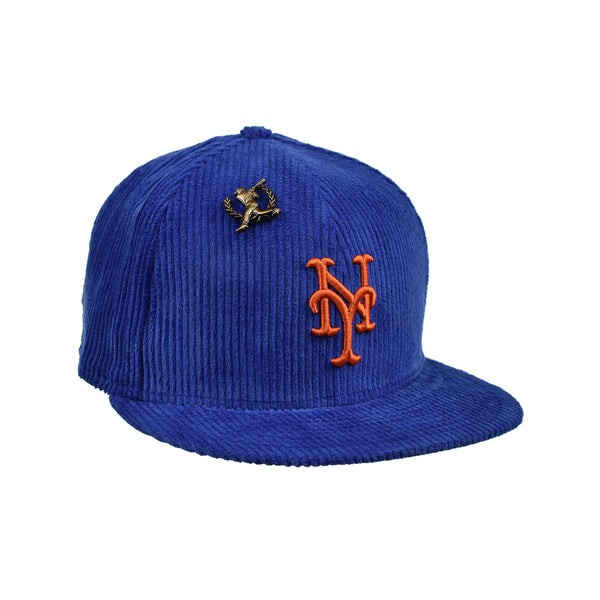 New Era New York Mets Letterman Pin Corduroy 59Fifty Men's Fitted Hat Royal Blue
