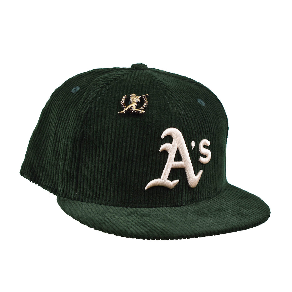 New Era Oakland Athletics Letterman Pin Corduroy Men's Fitted Hat Dark Green