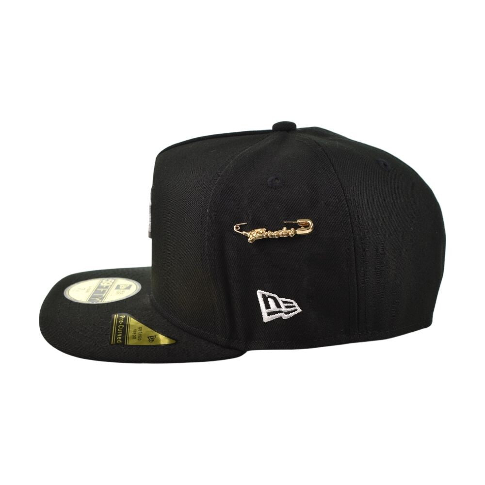 New Era Script Safety Pin Pittsburgh Pirates Mens Fitted Hat Black 60668864