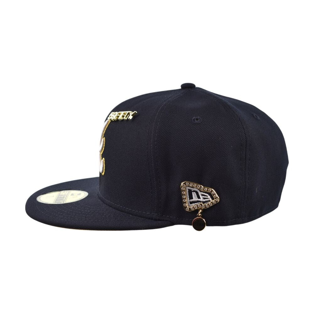 New Era Atlanta Braves 59ifty Men's Fitted Hat Navy/Gold 60750701