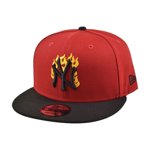 New Era New York Yankees Flames 9Fifty Men's Snapback Hat Scarlet/Black