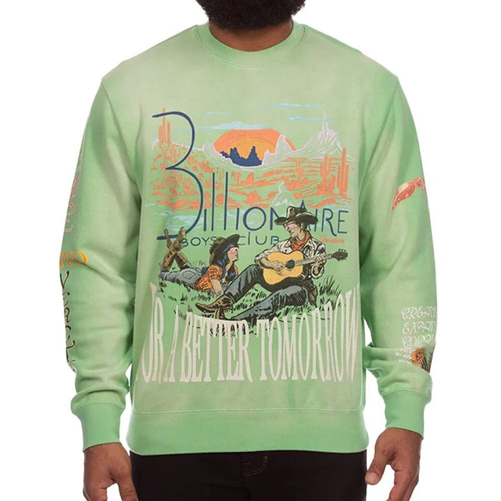 Billionaire Boys Club Tomorrow Sunset Men's Sweatshirt Green 841-9302-ag