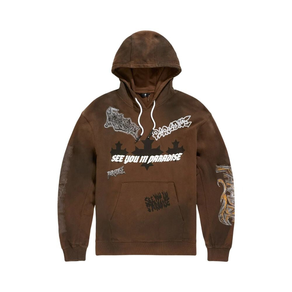 See You In Paradise Printed Hoodie Men's Hoodie Brown 8641h-brown