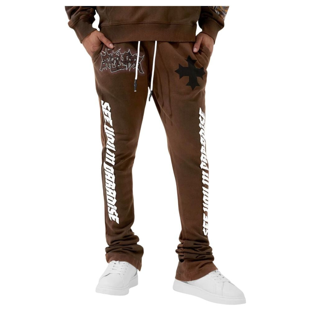 See You In Paradise SYIP Stacked Men's Sweatpants Brown 8641l-brown