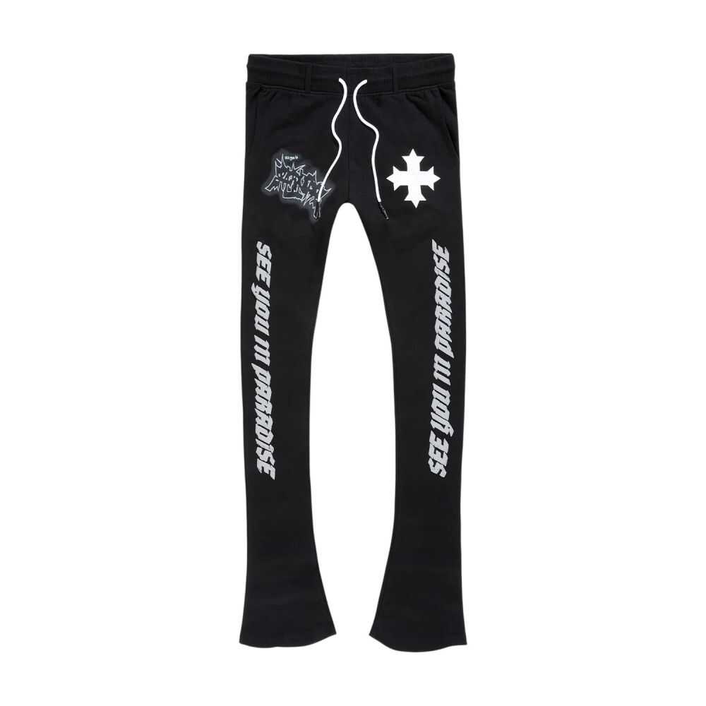 See You In Paradise SYIP Stacked Men's Sweatpants Jet Black 8641l-jb