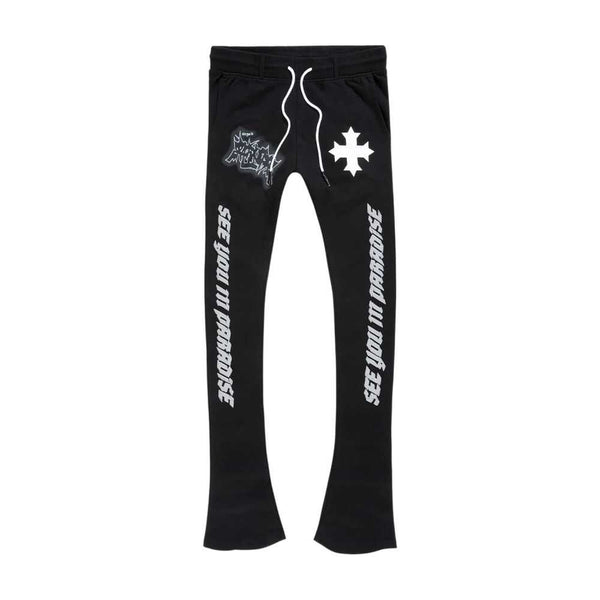 See You In Paradise SYIP Stacked Men's Sweatpants Jet Black 8641l-jb