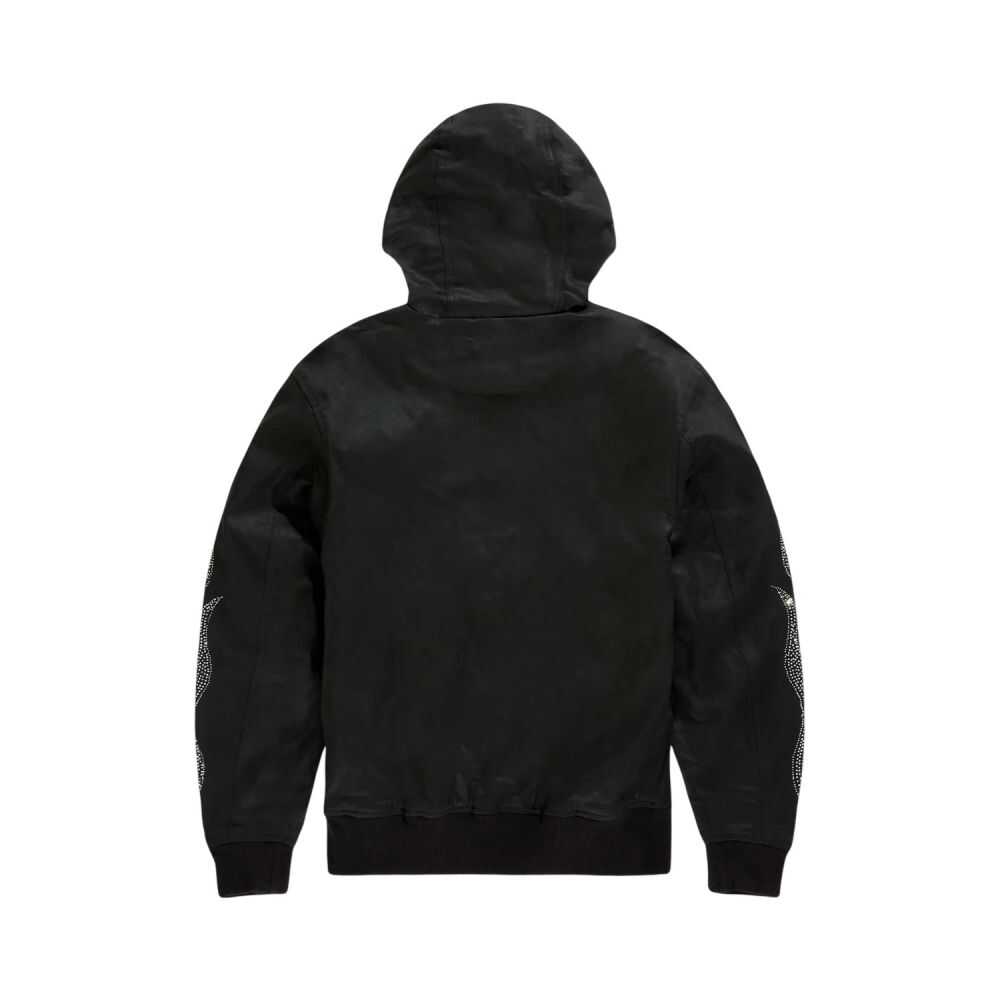 See You In Paradise Flame Rhinestones Hooded Men's Jacket Black 91669a-black