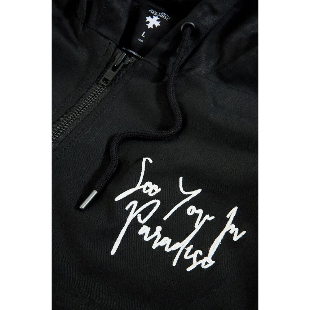 See You In Paradise Flame Rhinestones Hooded Men's Jacket Black 91669a-black