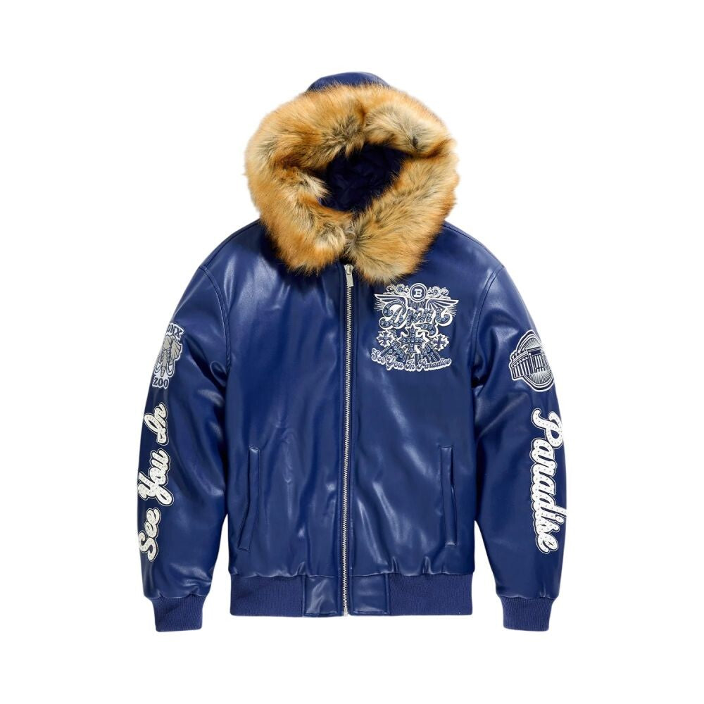 See You In Paradise Bronx Rhinestone Embroidery Men's Jacket Navy 91680-navy