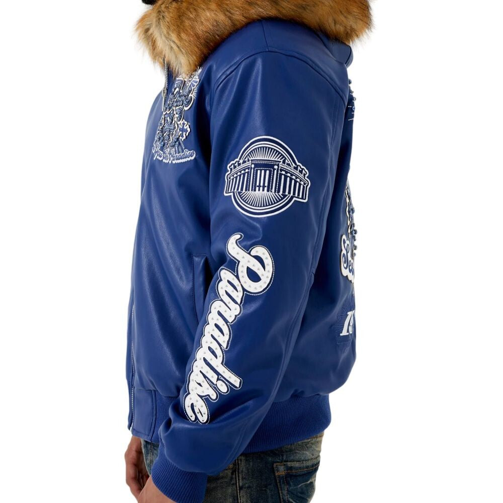 See You In Paradise Bronx Rhinestone Embroidery Men's Jacket Navy 91680-navy