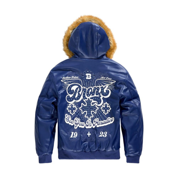 See You In Paradise Bronx Rhinestone Embroidery Men's Jacket Navy 91680-navy