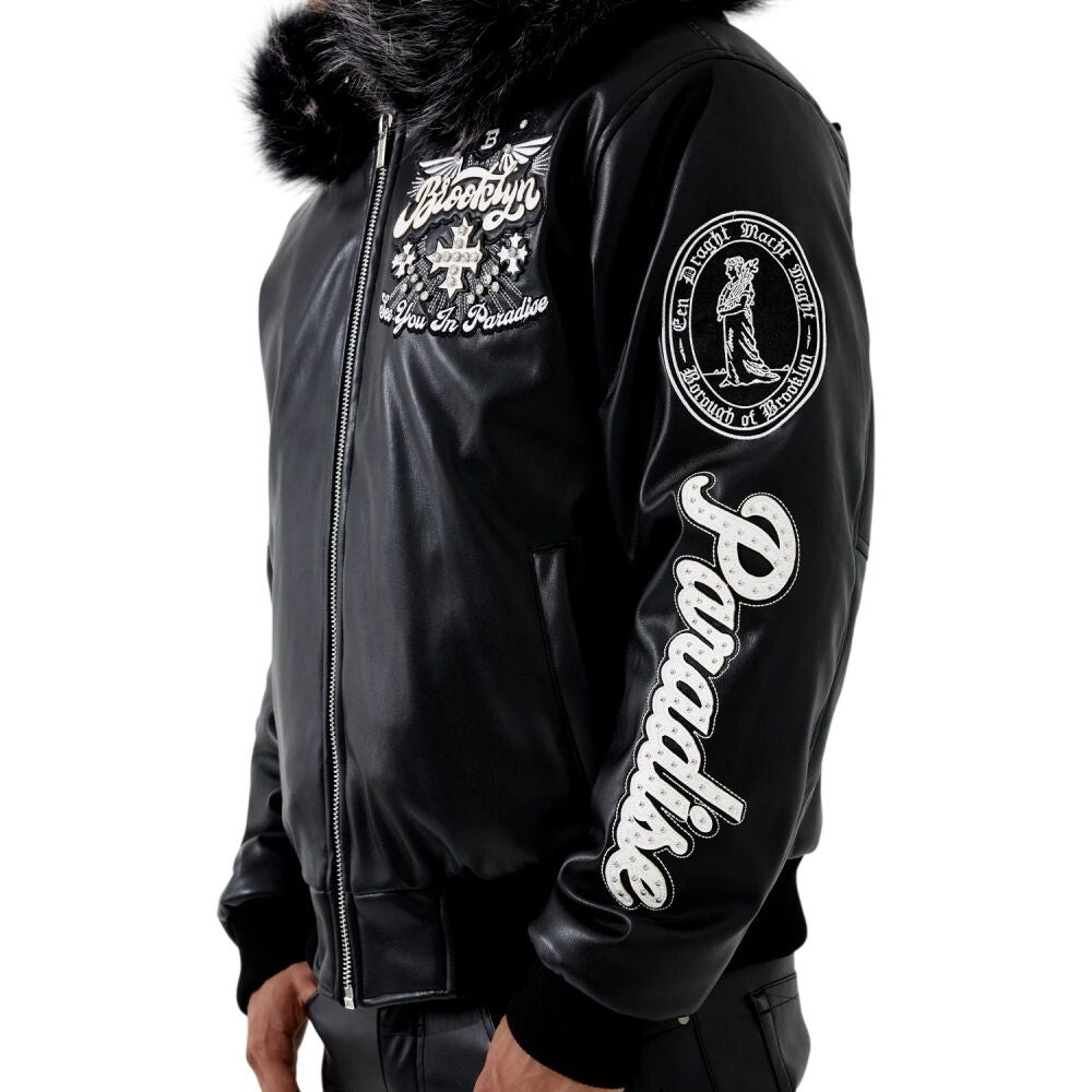 See You In Paradise Brooklyn Rhinestone Men's Jacket Black 91681-black