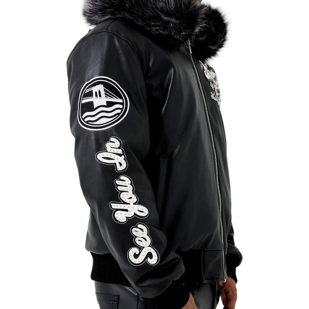 See You In Paradise Brooklyn Rhinestone Men's Jacket Black 91681-black