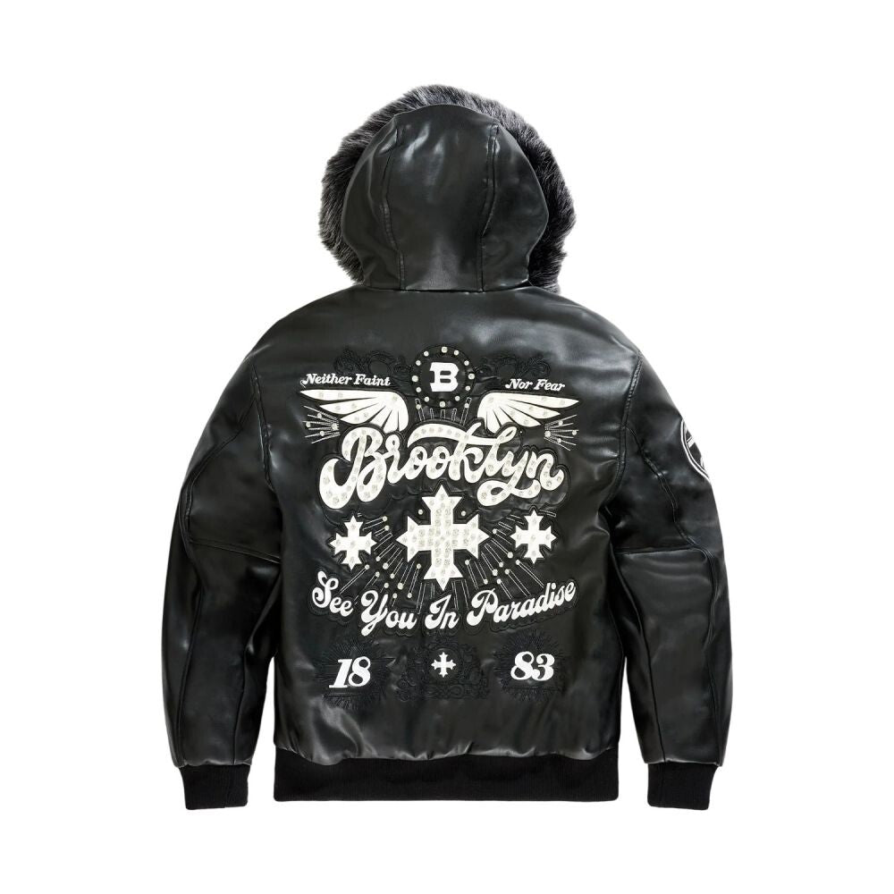 See You In Paradise Brooklyn Rhinestone Men's Jacket Black 91681-black