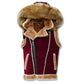 Jordan Craig El Jefe Shearling Men's Hooded Moto Vest Burgundy 9373v-bg