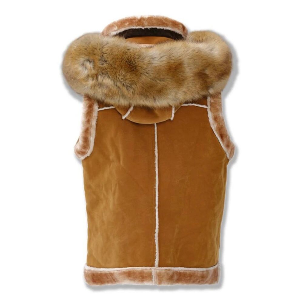Jordan Craig El Jefe Shearling Men's Hooded Moto Vest Cognac 9373v-c