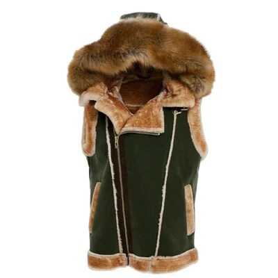 Jordan Craig El Jefe Shearling Mens Hooded Moto Vest Olive Green 9373v-o