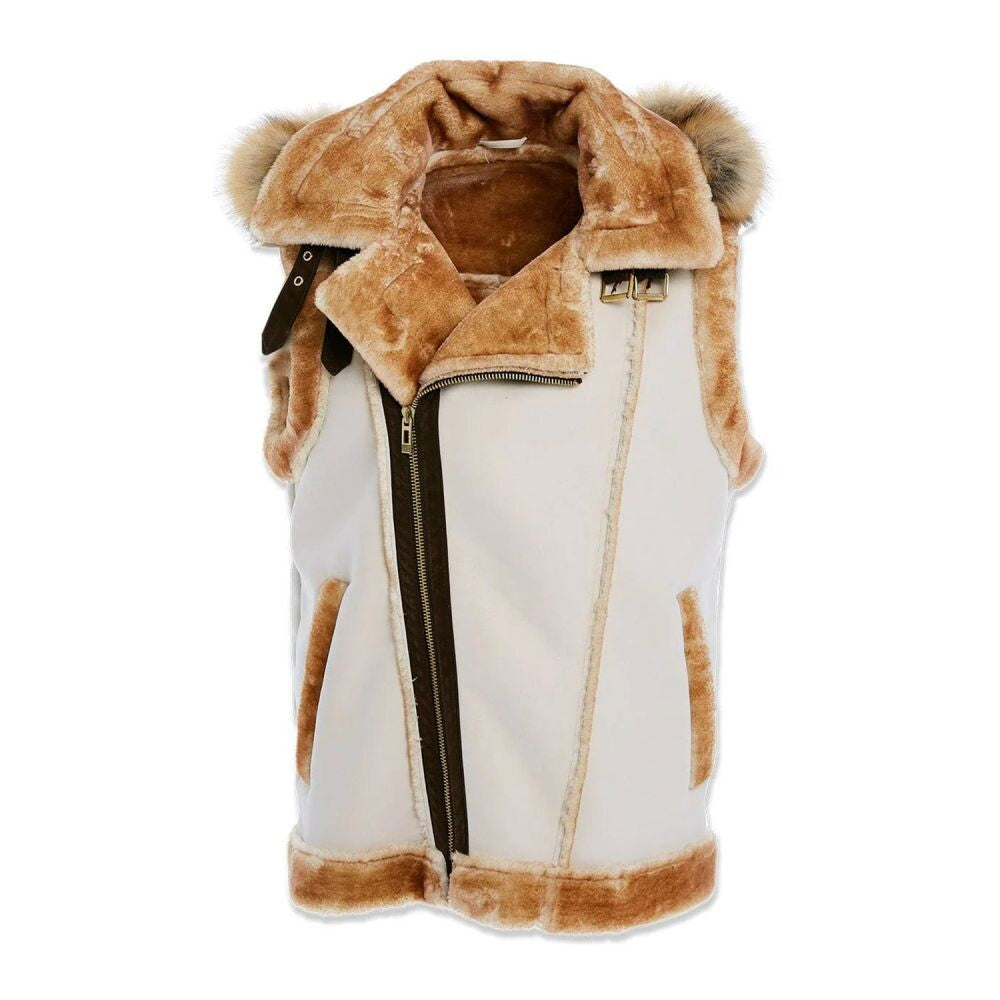 Jordan Craig El Jefe Shearling Mens Hooded Moto Vest Olive Sand 9373v-s