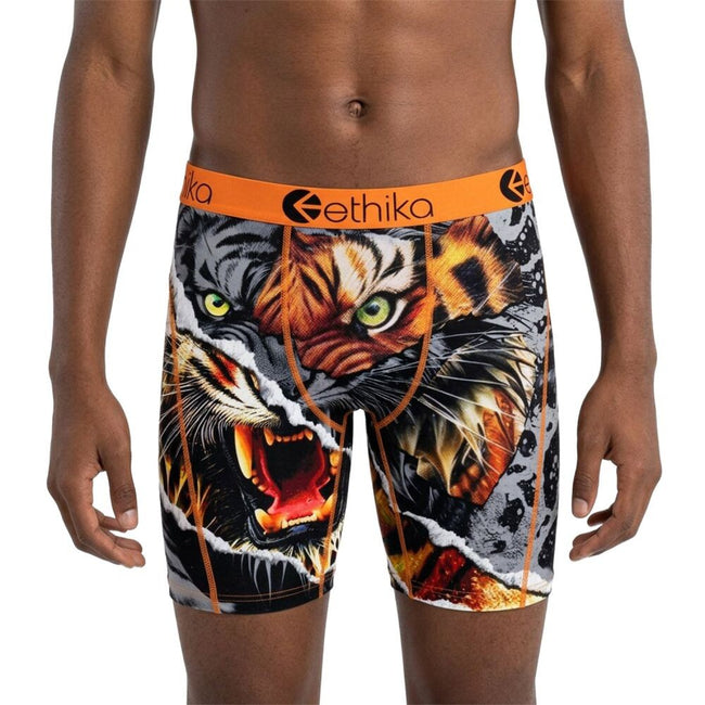 Ethika Tiger Temper Kids' Boxers Orange/Grey bfaaag2503-ogr