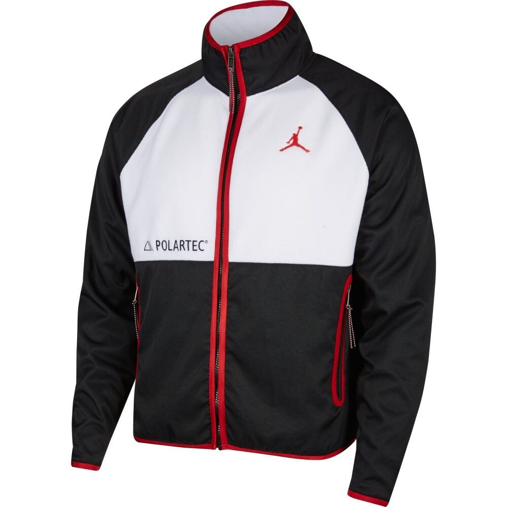 Air Jordan Legacy AJ11 Polartec Fleece Zip Up Men's Jacket Black-White-Red cu1492-010