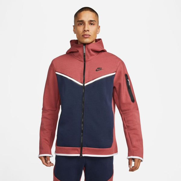 Nike Tech Fleece Full-Zip Men's Hoodie Burgundy-White cu4489-661