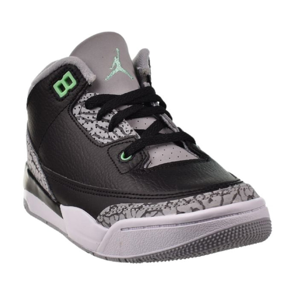 Jordan 3 Retro "Green Glow" (PS) Little Kids' Shoes Black-Wolf Grey-Green