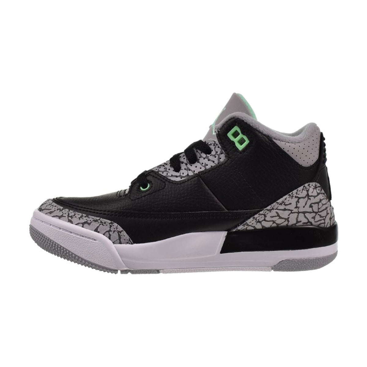 Jordan 3 Retro "Green Glow" (PS) Little Kids' Shoes Black-Wolf Grey-Green