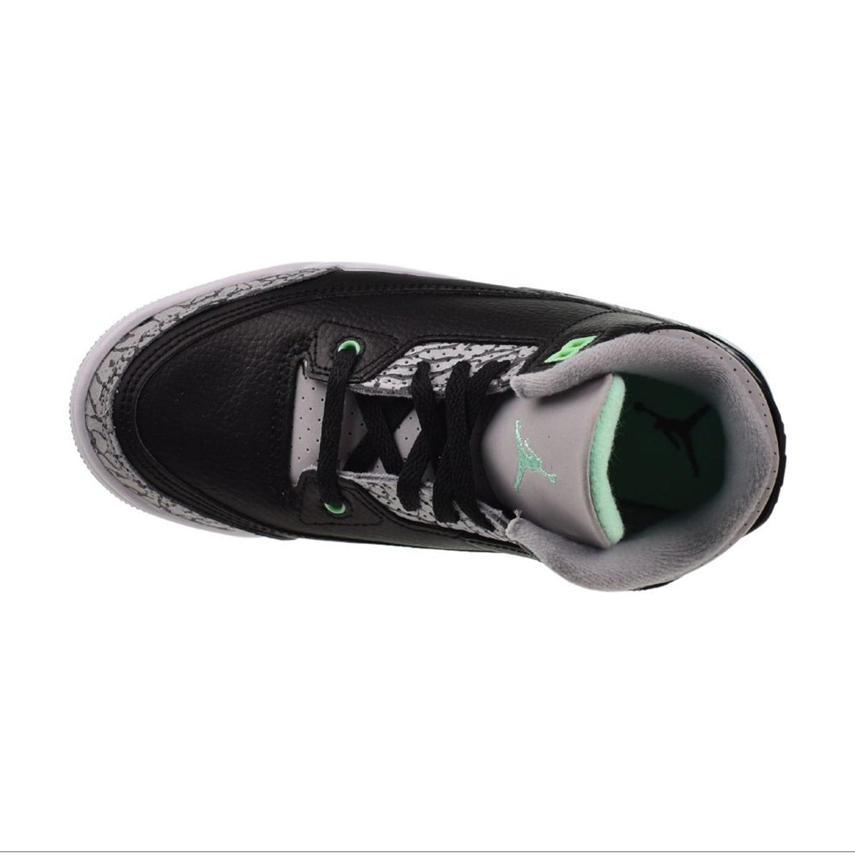 Jordan 3 Retro "Green Glow" (PS) Little Kids' Shoes Black-Wolf Grey-Green