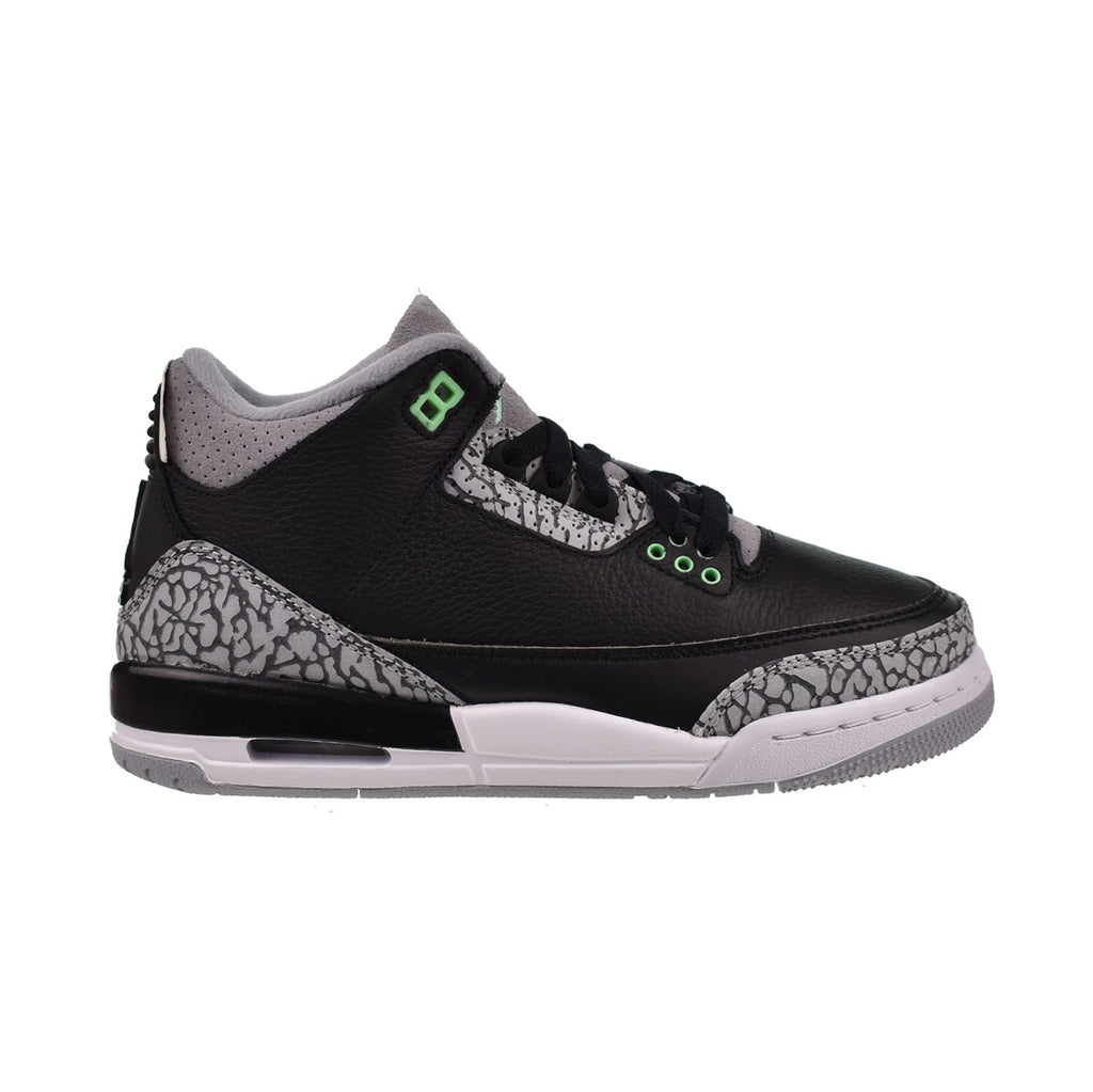 Jordan 3 Retro (GS) Big Kids' Shoes Black-Wolf Grey-White-Green Glow